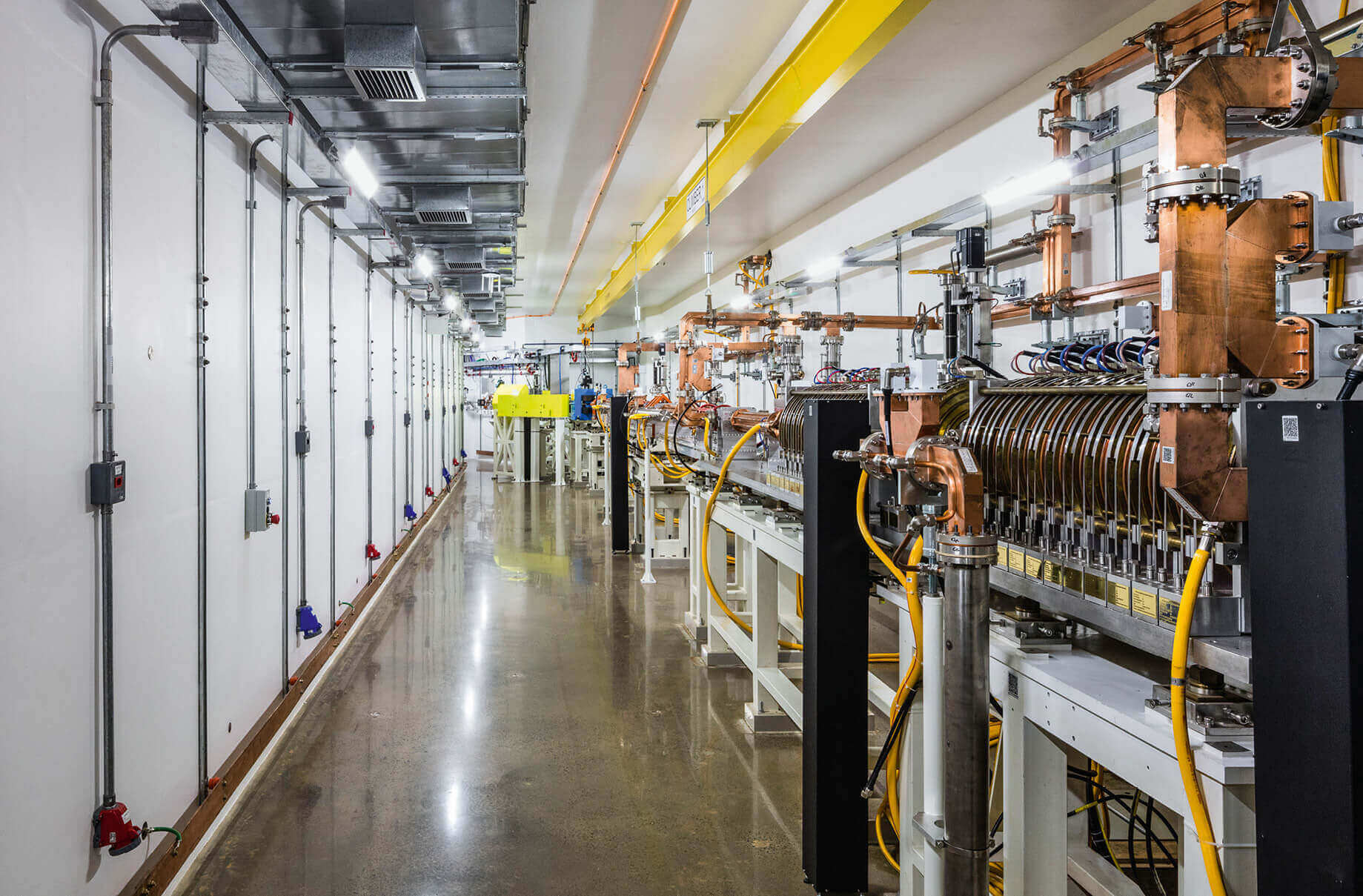 Inside the particle accelerator: It is forbidden to use the huge building’s corridors while the particle accelerator is switched on. However, the same corridors become busy thoroughfares when staff are busy assembling or testing components.